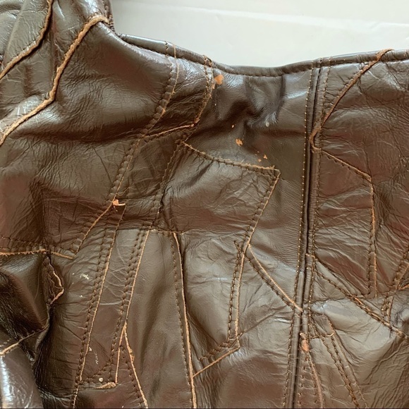 Vintage Purse Brown Leather Patchwork Design Shoulder Bag Western Grandma Rodeo - Picture 4 of 11